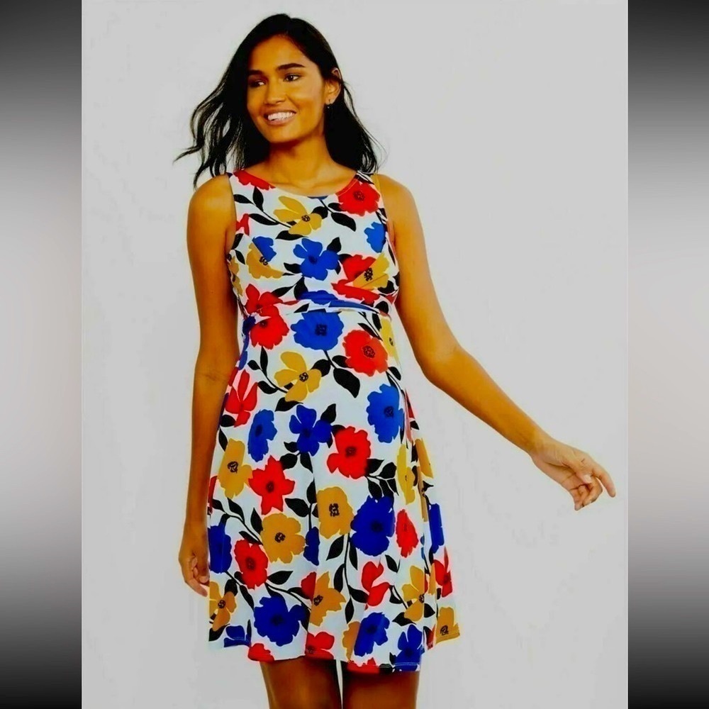 💕 Motherhood Maternity Colorful Floral Sleeveless Dress Size XL